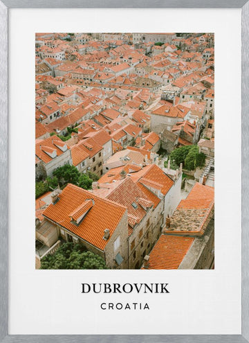 Roofs of Dubrovnik Travel Poster | Poster - Silver Frame Interior