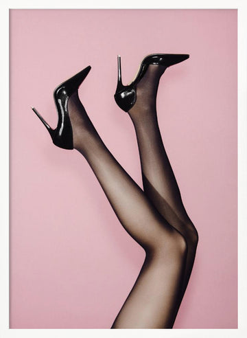 Elegant Heels on Pink | Poster - White Frame Interior