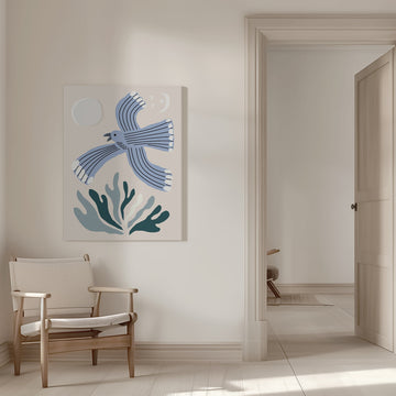 Blue Bird Night Flight | Canvas - Room Interior 1