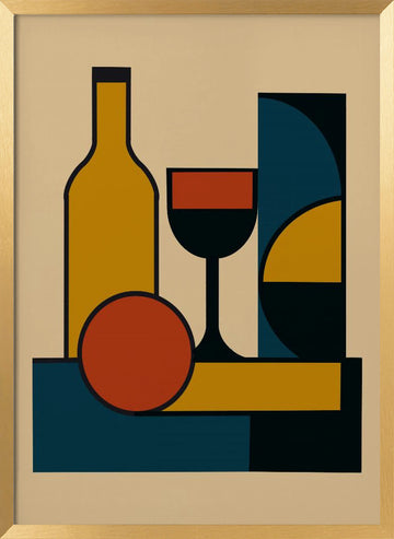 Abstract Wine Still Life | Poster - Gold Frame Interior