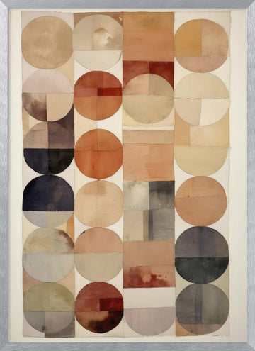 Earthy Geometric Flow | Poster - Silver Frame Interior