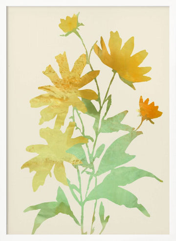 Yellow Botanical Bloom | Poster - White Frame Interior