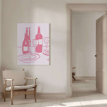 Dinnerandwine(pink) | Canvas - Room Interior 1