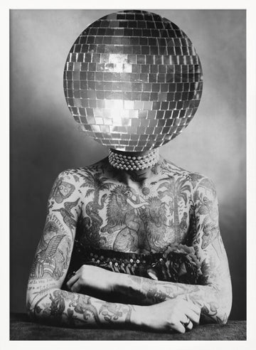 Tattooed Disco Figure | Poster - White Frame Interior