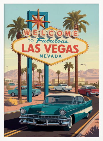 Iconic Las Vegas Welcome | Poster - White Frame Interior