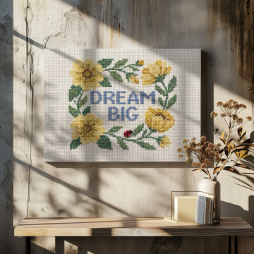 Dream Big Floral Wreath | Canvas - Room Interior 2