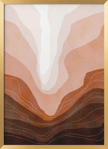 Earthy Mountain Layers | Poster - Gold Frame Interior