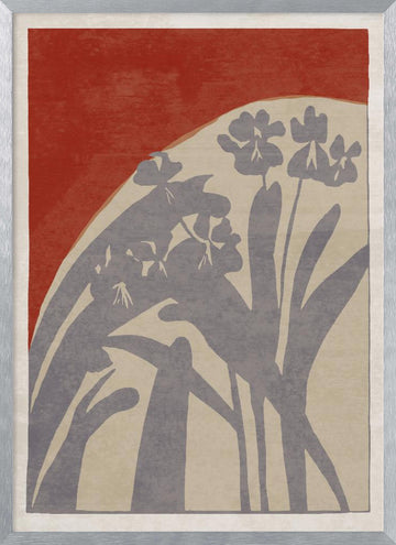 Red And Grey Botanicals | Poster - Silver Frame Interior