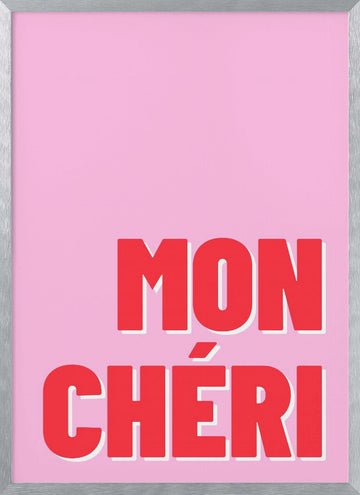 Mon Cheri Love Typography | Poster - Silver Frame Interior
