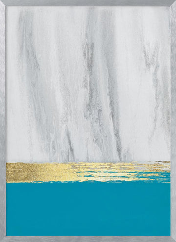 Teal Gold Horizon | Poster - Silver Frame Interior