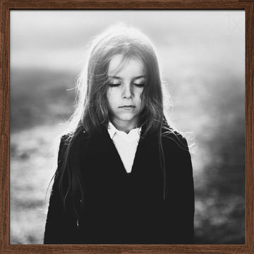 Peaceful Child Portrait | Poster - Walnut Frame Interior