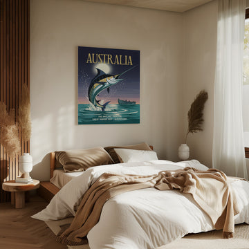 Leaping Marlin Australia Night | Canvas - Room Interior 2