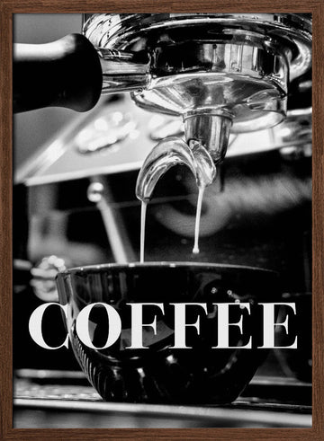 Fresh Espresso Pour | Poster - Walnut Frame Interior