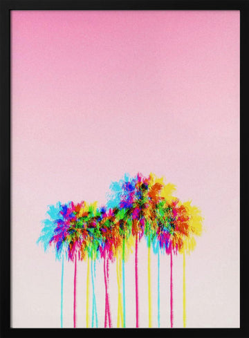 Vibrant Pink Palms | Poster - Black Metal Frame Interior