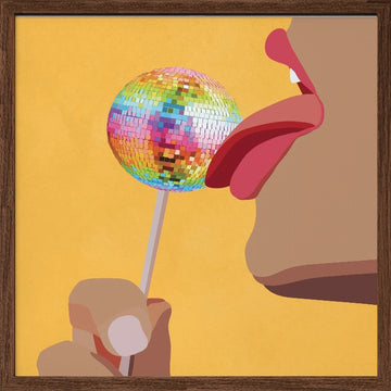 Licking Disco Lollipop | Poster - Walnut Frame Interior