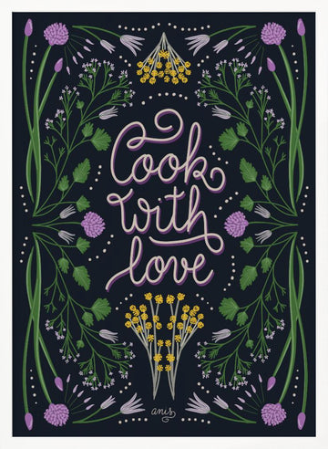 Cook With Love Art Print | Poster - White Frame Interior