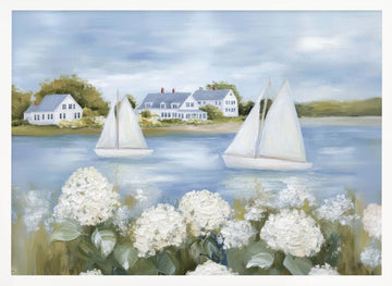 Serene Coastal Sailboats | Poster - White Frame Interior