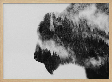 Forest Bison Spirit | Poster - Wood Frame Interior