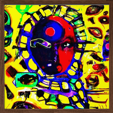 Vibrant Abstract Face | Poster - Walnut Frame Interior