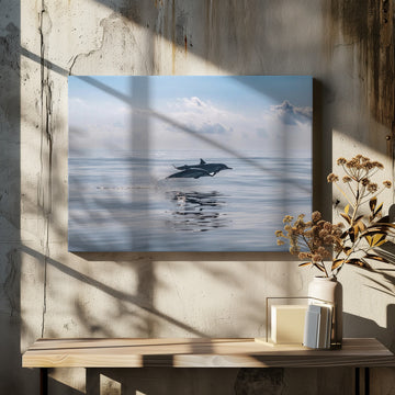Dolphins Leaping Ocean | Canvas - Room Interior 2