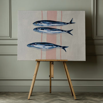 Three Blue Sardines | Canvas - Room Interior 1