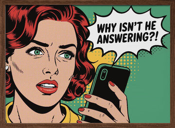 Frustrated Pop Art Call | Poster - Walnut Frame Interior
