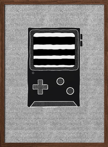 Retro Handheld Gaming Console | Poster - Walnut Frame Interior