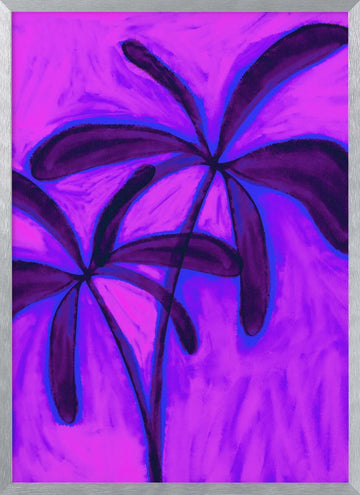 Abstract Purple Palms | Poster - Silver Frame Interior