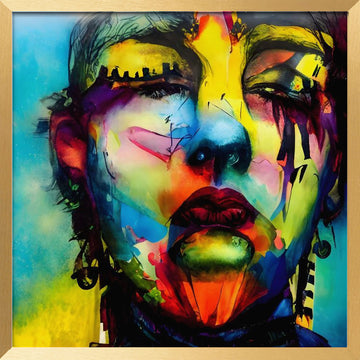 Vibrant Abstract Portrait | Poster - Gold Frame Interior