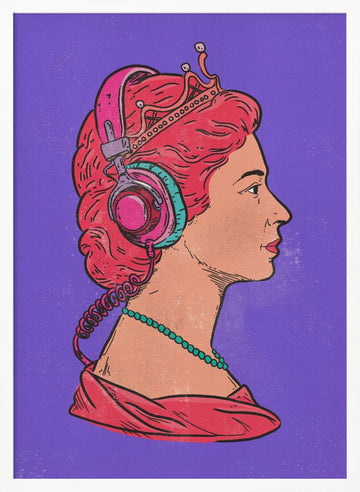 Headphone Queen | Poster - White Frame Interior