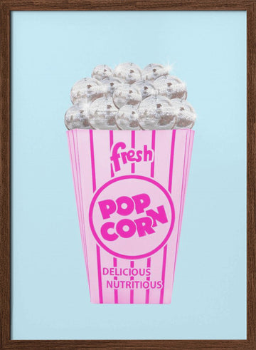 Pink Disco Popcorn | Poster - Walnut Frame Interior