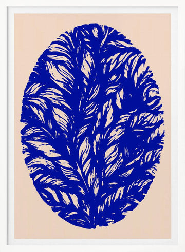 Blue Botanical Oval | Poster - White Frame Interior