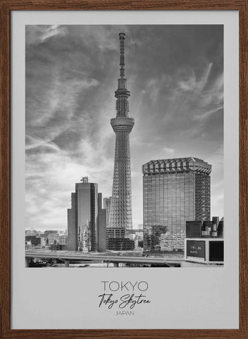 Tokyo Skytree Cityscape | Poster - Walnut Frame Interior