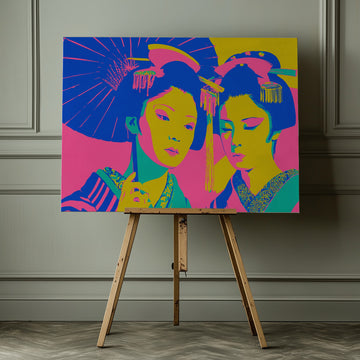 Vibrant Japanese Geishas | Canvas - Room Interior 1