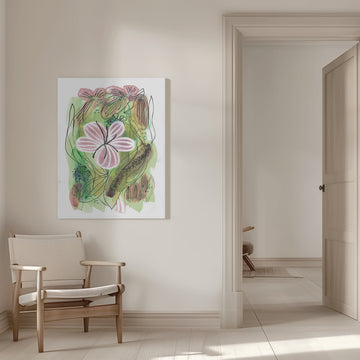 Abstract Pink Floral | Canvas - Room Interior 1