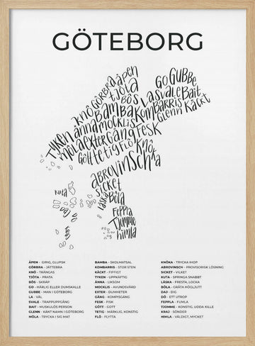 Gothenburg Word Map | Poster - Wood Frame Interior