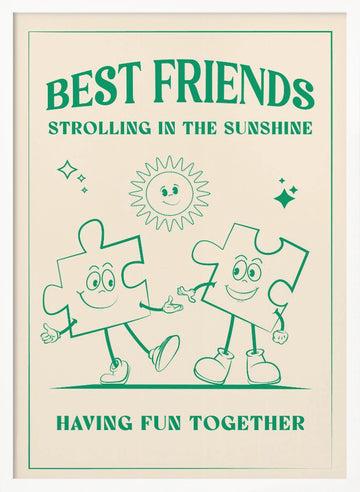 Best Friends Strolling Sunshine | Poster - White Frame Interior