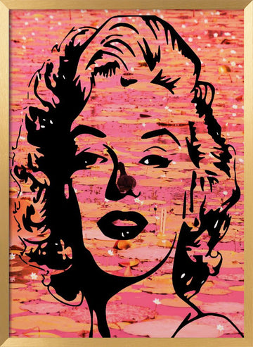 Marilyn Monroe Pink Lotus | Poster - Gold Frame Interior