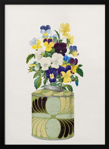 Colorful Pansy Bouquet | Poster - Black Metal Frame Interior