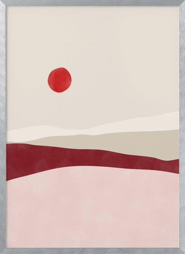 Minimalist Desert Sun | Poster - Silver Frame Interior