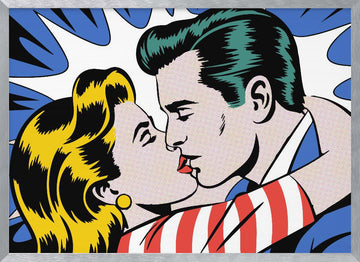 Romantic Comic Kiss | Poster - Silver Frame Interior