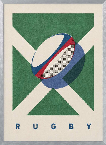 Scottish Rugby Ball | Poster - Silver Frame Interior