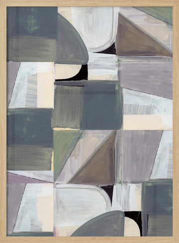 Geometric Patchwork Abstract | Poster - Wood Frame Interior