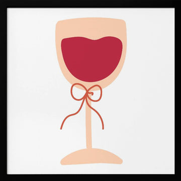 Romantic Red Wine Glass | Poster - Black Metal Frame Interior
