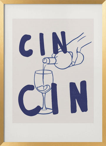 Cheers in Blue | Poster - Gold Frame Interior