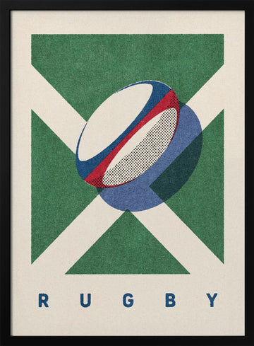 Scottish Rugby Ball | Poster - Black Metal Frame Interior