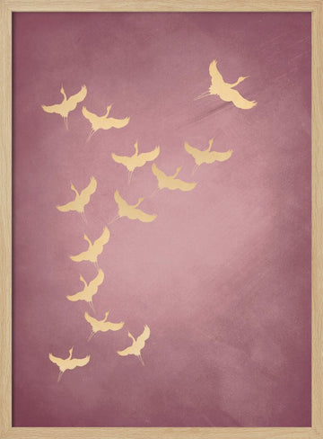 Graceful Golden Flight | Poster - Wood Frame Interior