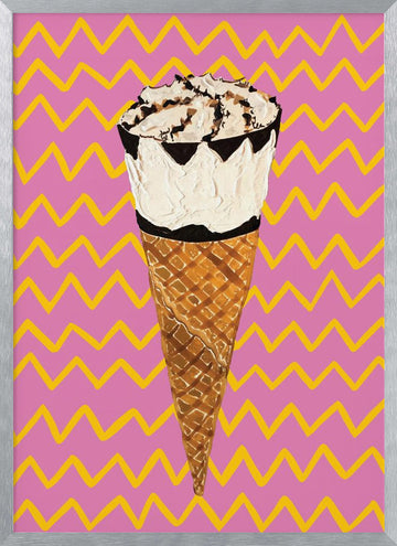 Pop Art Ice Cream Cone | Poster - Silver Frame Interior