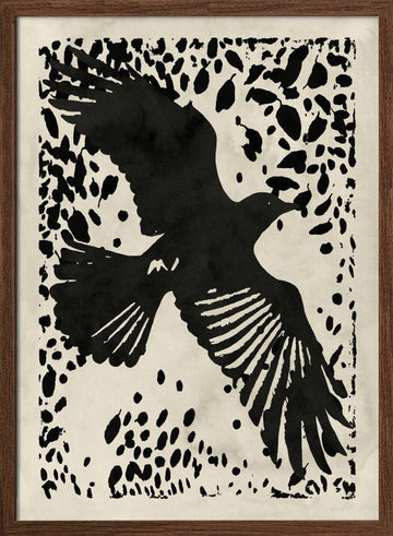 Dark Raven Soaring | Poster - Walnut Frame Interior