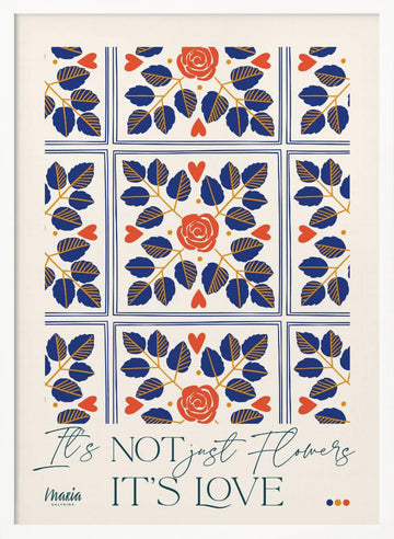 Love Flowers Botanical Pattern | Poster - White Frame Interior